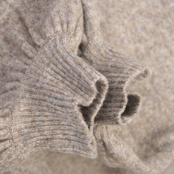 Zara Camel & Wool Blended Brown Turtleneck 3/4 Balloon Sleeve Sweater Dress Sz S - Picture 6 of 13